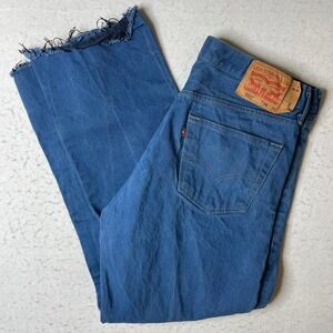 Levi Strauss 501 Jeans W36 L34 Blue‎ Denim Button Fly Distressed Raw Hem